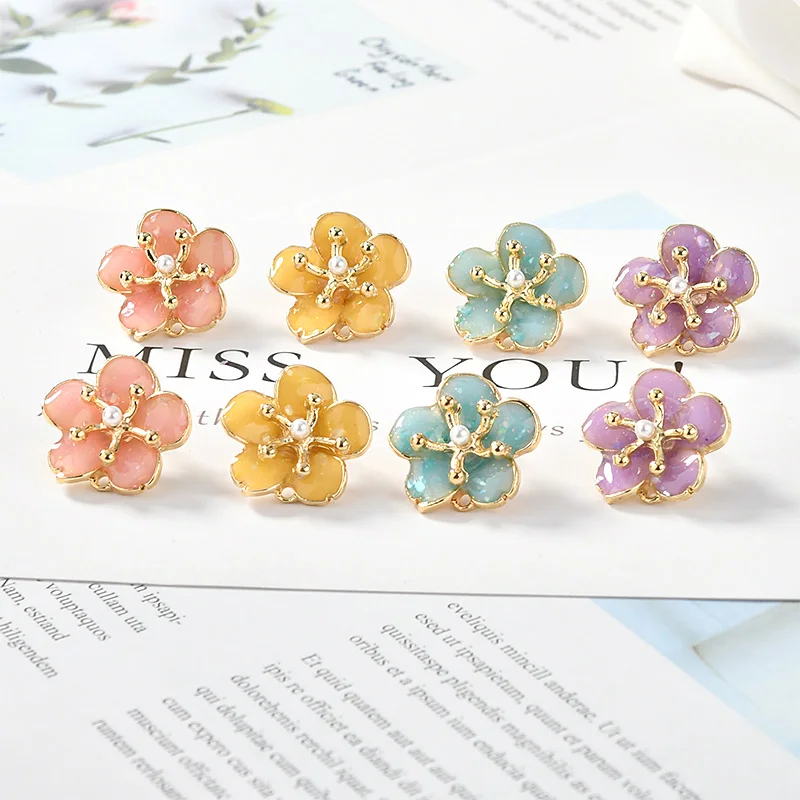 

Exquisite flowers shape handmade 20mm color fashion alloy women stud earrings diy jewelry earring accessory