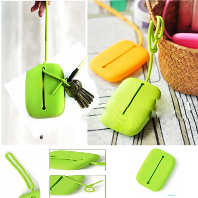 

Green Silicone Keyring Key Bag Card Pouch Holder Keyring Pouch Bag Xmas Gift 1X