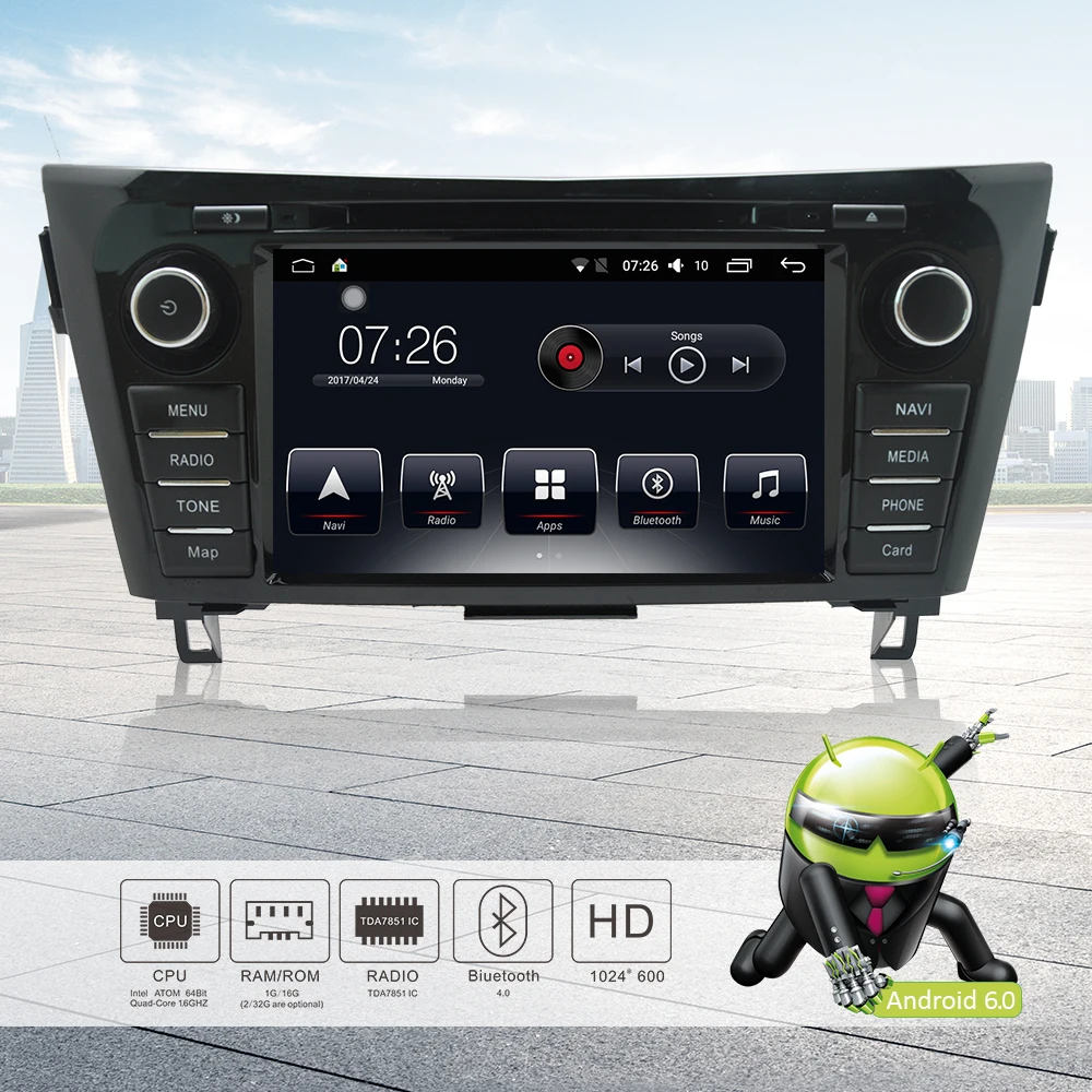 Автомобильный DVD плеер стерео радио Android 7 1 Bluetooth 8 &quotсенсорный экран 64 битный