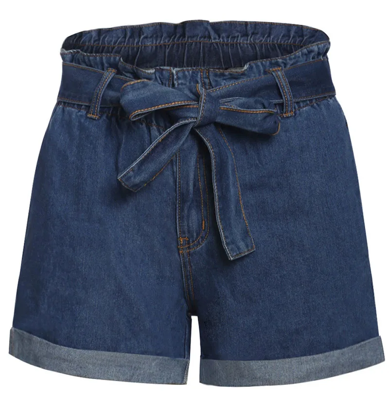 Medium-Blue-Paper-Bag-Waist-Denim-Shorts-LC786104-5-4