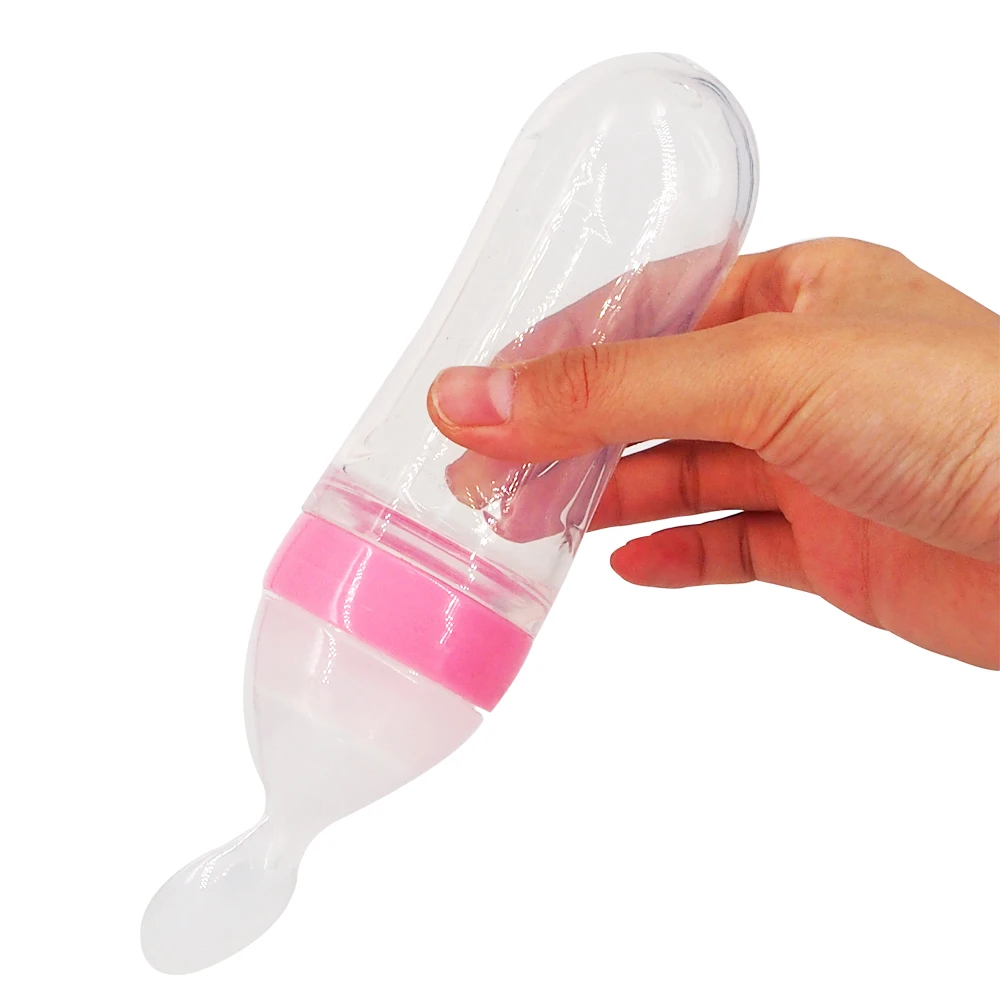 

Baby Squeeze Feeding Spoon Food Dispensing Spoon Rice Paste Feeding Toddler Infant Food Supplement Training Feeder 90ml Pink