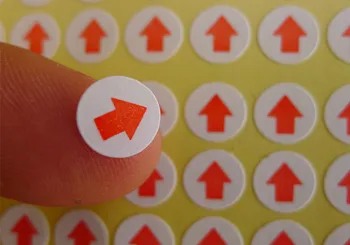 

75 Sheets/lot 3 Sizes Round Red Arrow Unqualified Self Adhesive Paper Sticker Industry Supply Check Mark Sealing Labels