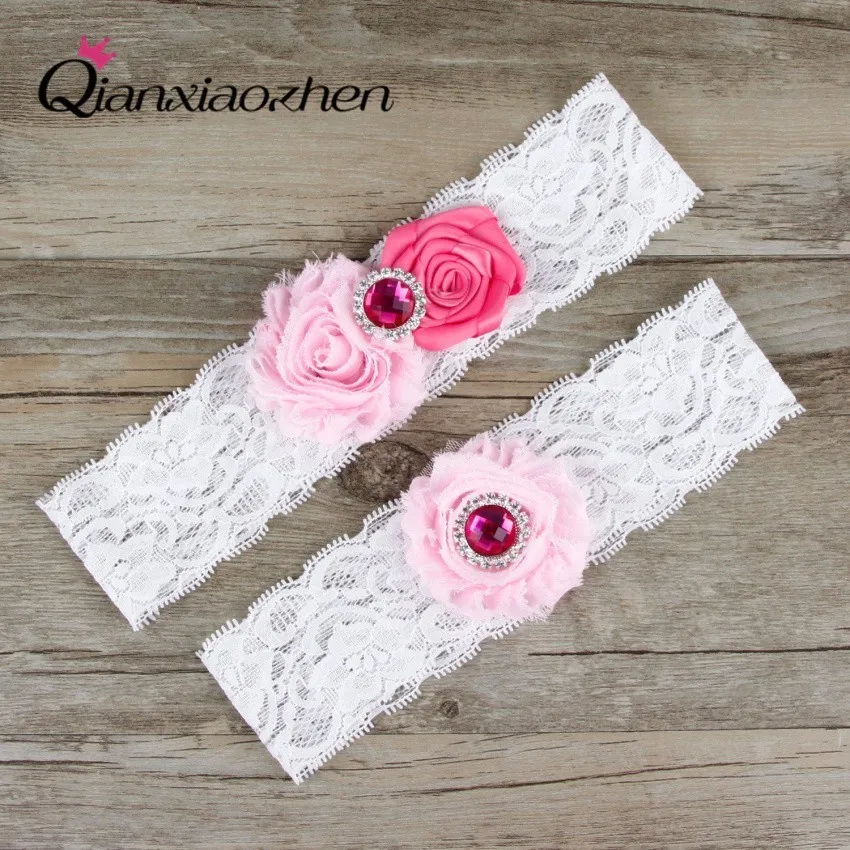 

Qianxiaozhen 2pcs/set Pink And Light Pink Lace Leg Wedding Garter Bridal Garter Wedding Accessories Wedding Supply Garters