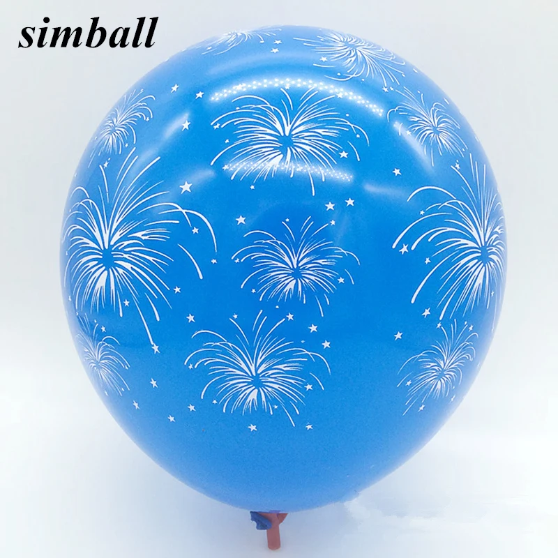 

Multicolor Printing Birthday Balloons (50 100pieces/lot) 12 inch 2.8g Blue Round Latex Balloon Colorful Fireworks High-quality