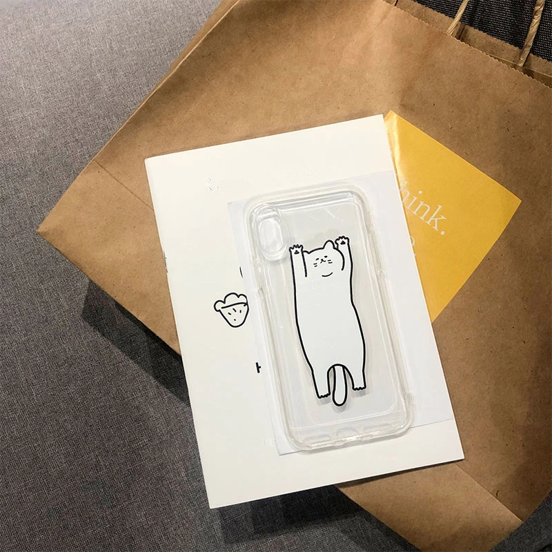 

HKGK 2019 Cute Animal Cat Patterned Case For iPhone X XS MAX XR 6 6S Plus Transparent Soft Cover For iPhone 7 8 Plus X Case Back