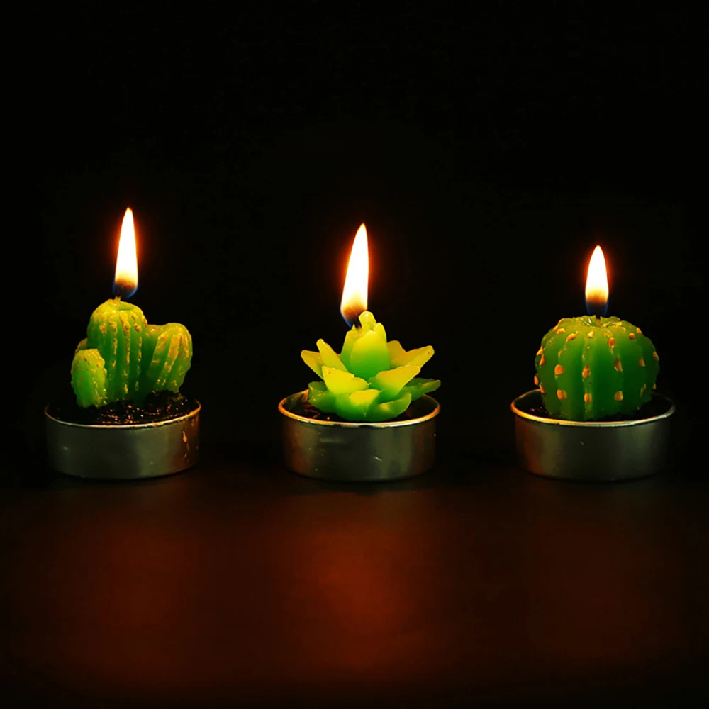 6 шт., декоративные свечи в виде кактуса, декоративный чайный светильник, свечи на Рождество, вечерние, Хэллоуин, свадебные украшения, свечи на день рождения, 27