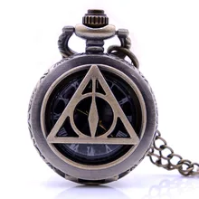 Бронзовый Гарри Поттер и Deathly Hallows циферблат персонажа кварцевые карманные часы аналоговый кулон ожерелье Мужские Женские часы подарок