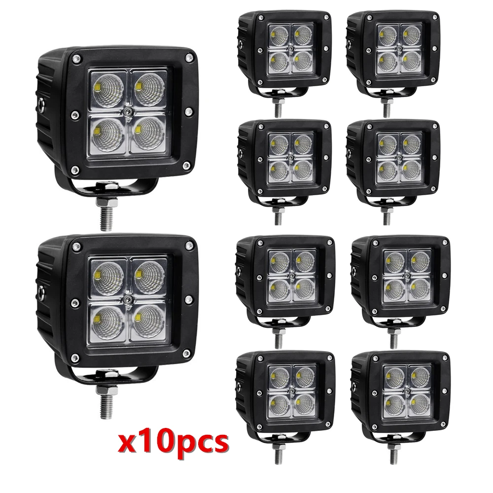 

10pcs 3x3 Inch 20W LED Work Light Waterproof CE ROHS offroad Truck Car Fog Light 12V 24V