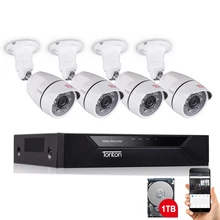 Tonton 8CH 1080P CCTV System 4PCS Night Vision AHD Outdoor Weatherproof Security Camera Day/Night DIY Kit Video Surveillance Set