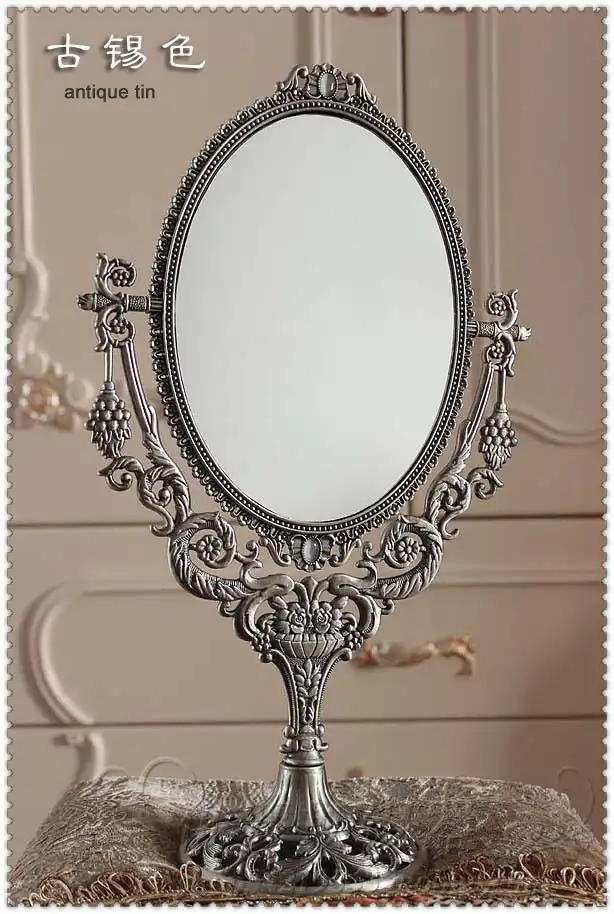 Vintage Retro Oval 360 Rotating Compact Mirror Double Face Desktop