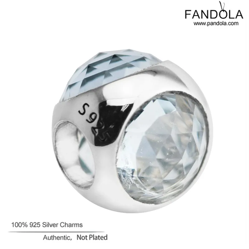 

Wholesale Women Sterling Silver 925 Jewelry Charm Aqua Blue Radiant Droplet Beads Charms Fits DIY Bracelet Making Accessories