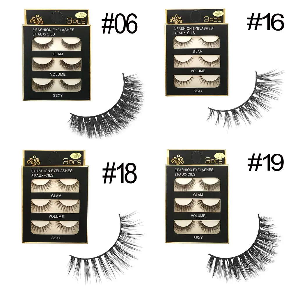 

3 Pairs 3D 100% Real Mink Hair False Eye Lashes Thick/Sparse/Wing Eyelashes Cross Natural Long Beauty Makeup Extension Tools