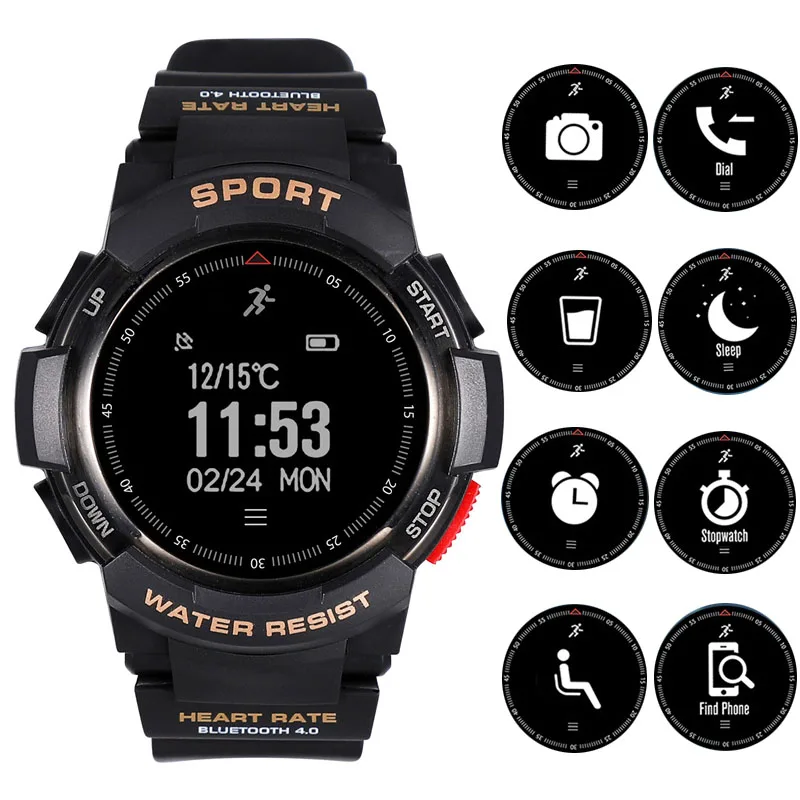 

Yulubu 2018 Bluetooth 4.0 F6 Smartwatch IP68 Waterproof Heart Rate Monitor Fitness Tracker Smart watch with Multi Sport Mode T50