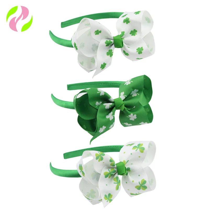 

Girls St Patricks Day Hairbands for Kids Felt Hairbands with Leaf Shapes Women Hair Accessories Green Bow Hair Tie with Knot