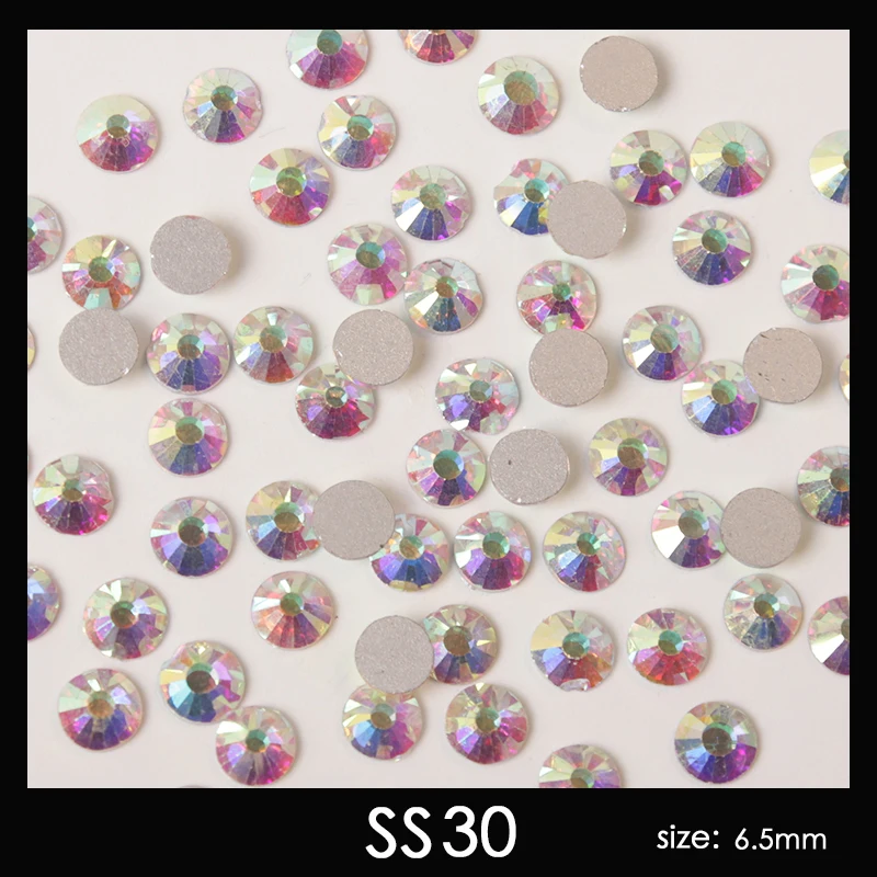 1440 шт Блестящие Кристаллы Стразы для ногтей AB Серебряный плоский камень 3D ювелирные изделия с блестками очаровательные стеклянные украшения для ногтей - Цвет: ss30(288pc)