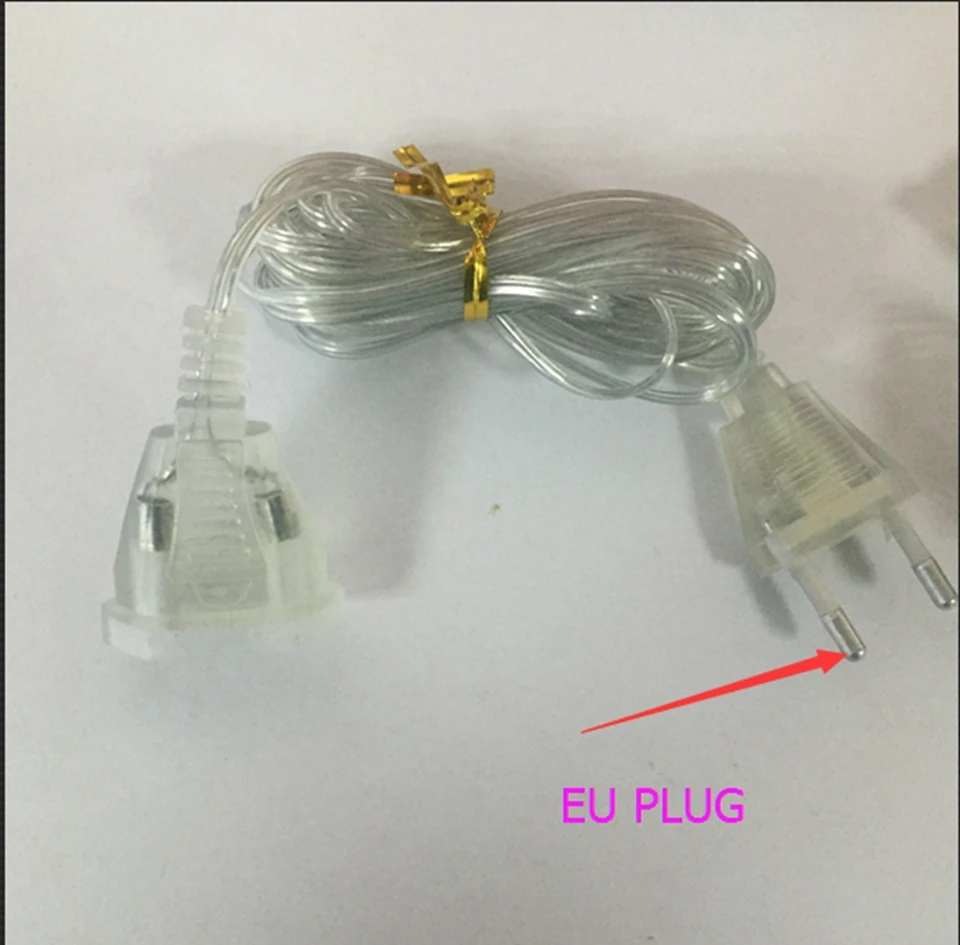 

3M Extender Transparent Wire for Christmas Led String light Indoor Outdoor Garden Decoration EU Plug