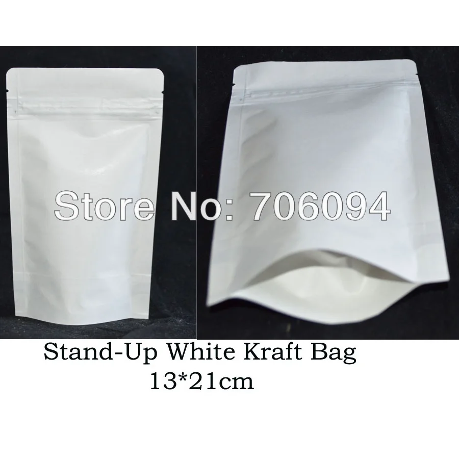 

13*21cm,200pcs/lot,white Zipper/zip lock Kraft paper bag,Aluminum foil inside kraft bag,gift/coffee/tea/blank white kraft bag