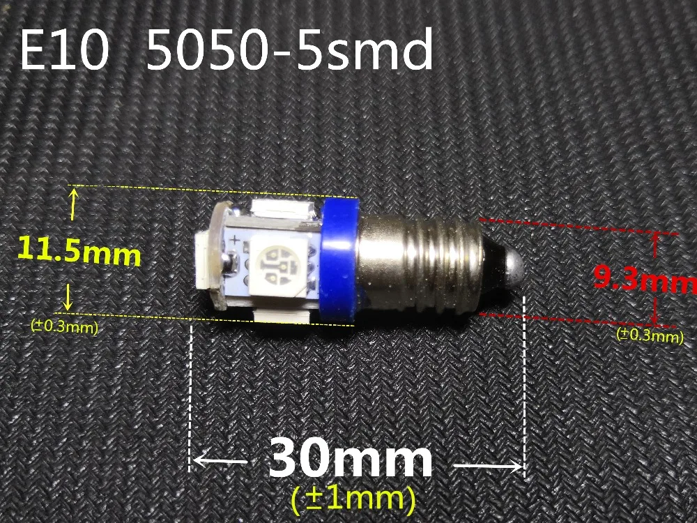 5 шт. в партии, 6v E10 лампочка для инструмента 3v дисплей ширина лампа для чтения светильник E10 24V номерного знака 4,5 V E10 5050 сигнальная лампа сигнала светильник