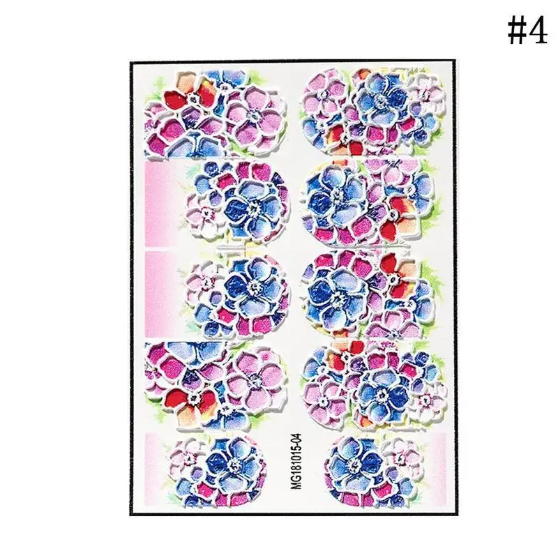 1 шт стикер для нейл-арта 3D акриловая Выгравированная наклейка с цветком для ногтей тисненый цветок тусклый лак наклейка на ногти водная Переводные картинки Empaistic - Цвет: D