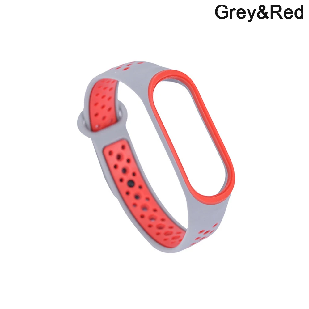 Силиконовый ремешок для часов, браслет, ремешок на запястье, сменный двойной цвет, сменный ремешок смарт-браслета, браслет для Xiaomi Mi, ремешок, 4, 3 - Цвет: grey red