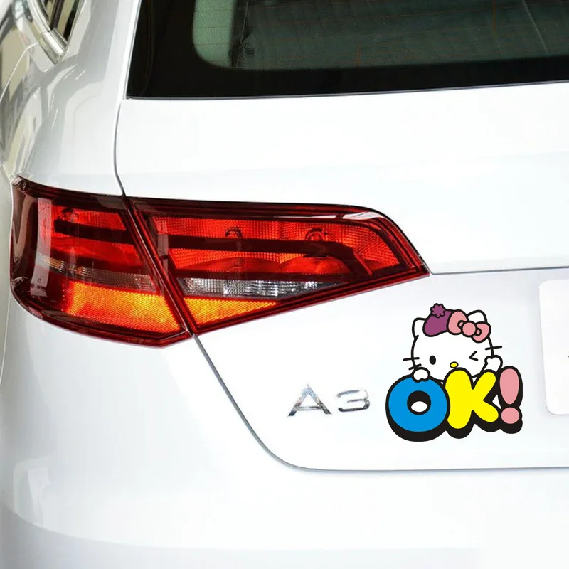 Car Stickers Hello Kitty OK Lovely Cartoon Cute Colorful Creative