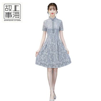 

Shanghai Story Short Cheongsam chinese Oriental Dress Women's Qipao national trend chinese style dresses Lace Chinese dress