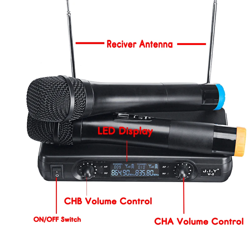 UHF беспроводной микрофон двухканальный 2 ручной микрофон один для двух V-segment микрофон усиления для дома KTV вечерние компьютер