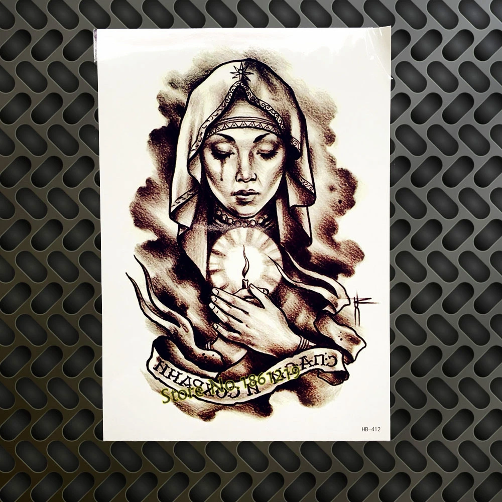 1 PC Keren Serigala Man Palsu Hitam Temporary Tato Pakai Tubuh Art