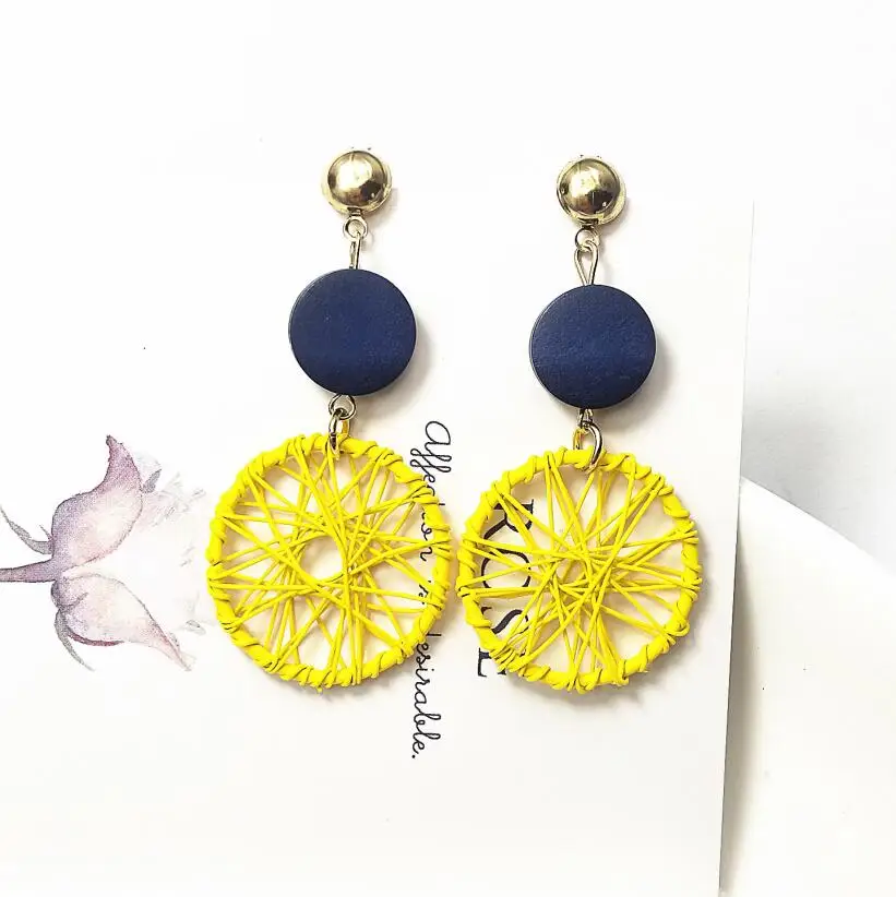 

Korean Big Round Earrings For Women Fashion Jewelry Long Mesh Drop Statement Gold Earrings 2019