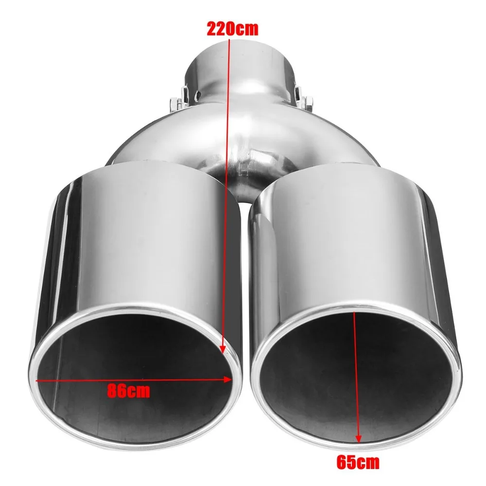 Универсальный автомобильный выхлопной двойной выхлопной трубы из нержавеющей стали наконечники 60 мм на входе хром