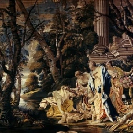Moses Saved From The Nile Tapestry Textiles (Flemish) Poster Print (18 x 24)