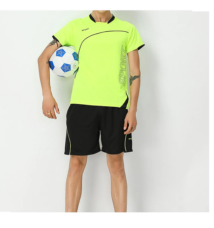 Men Running Suit Short Sleeve+Shorts Basketball Training Tracksuit Quick Dry Loose T-shirt Sports Gym Fitness Exercise Clothing