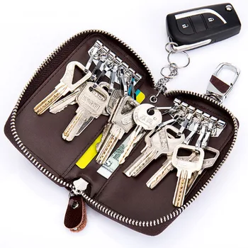

YIFANGZHE Fashion Key Case/ Leather key Case / Keyrings / Wallet for men/women, 12 stainless metal key hooks with a big hook