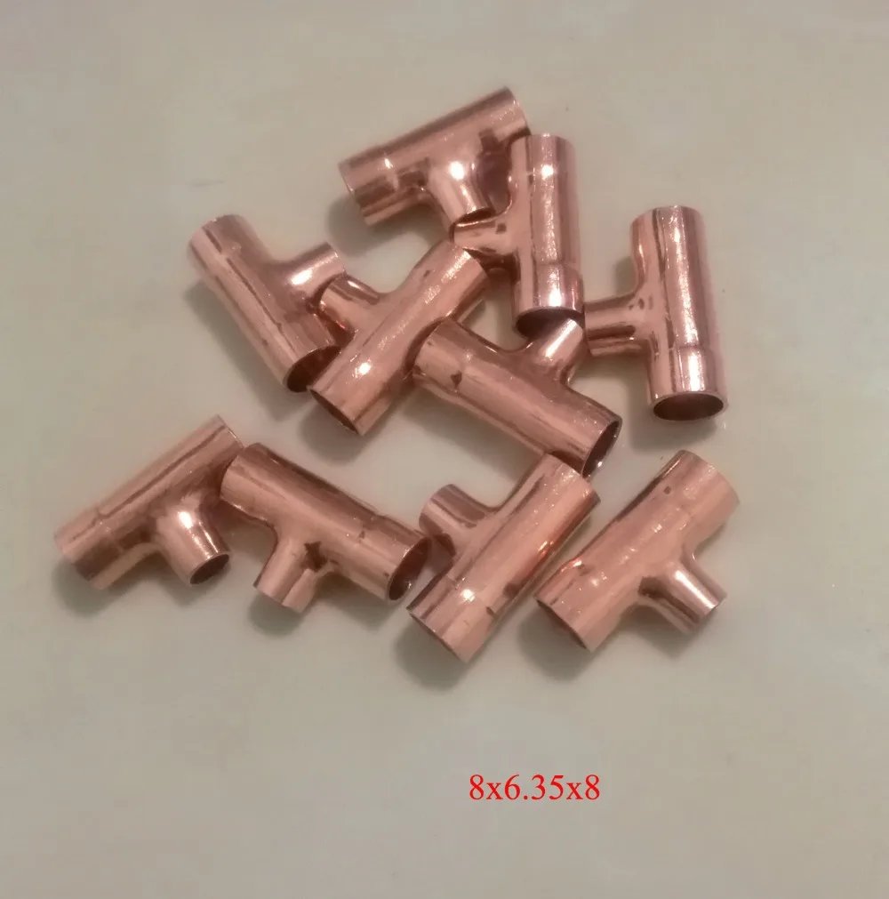 

Head Inner diameter: about 8mmx6.35mmx8mm Copper Reducing Tee Refrigeration Air condition Welding Pipe Fittings