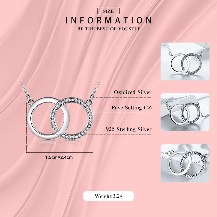 Modian, инстаграм, дизайн, 925 пробы, Серебряный круг, простая подвеска с CZ, модное ожерелье для женщин, винтажное ювелирное изделие