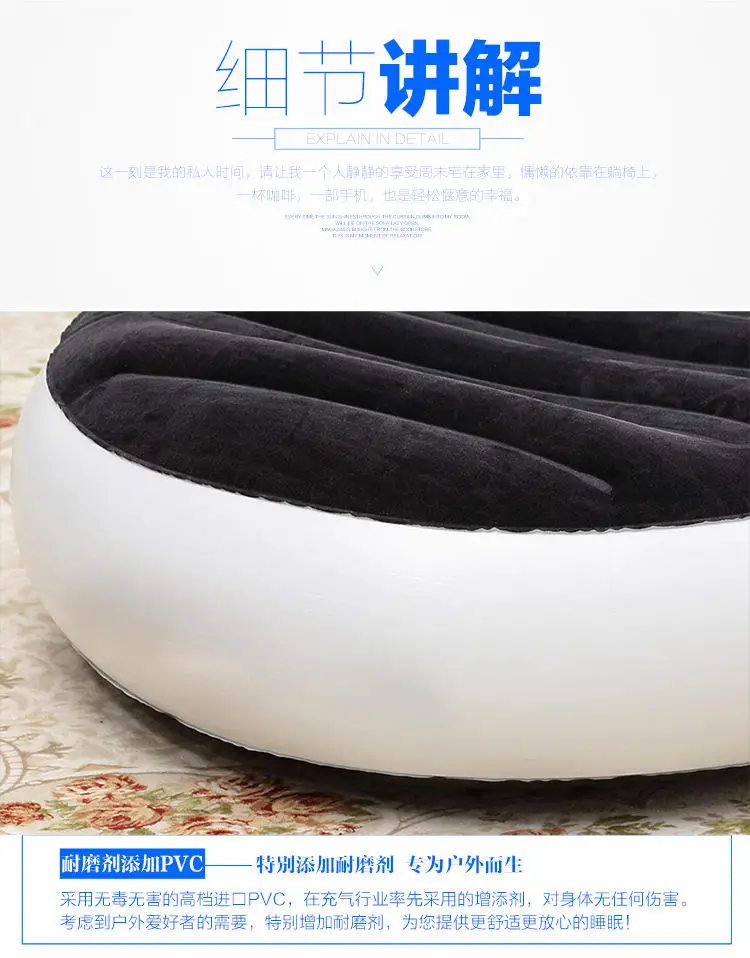 L-shaped Inflatable Sofa Bed Single Outdoor Portable Inflatable Sofa Home Lazy With Household Electric Pump+Pil