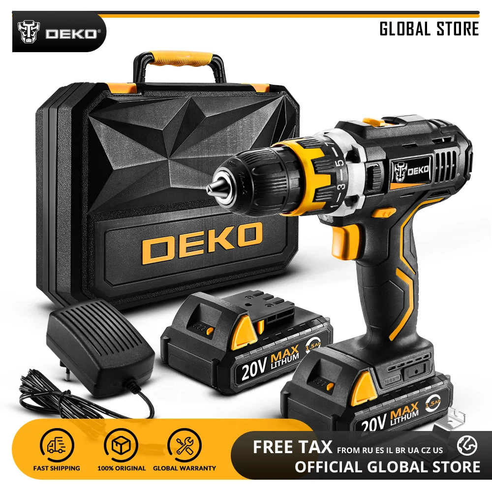 DEKO GCD20DU2 20V MAX Power Tool with Lithium Battery Variable Speed Electric Screwdriver with LED Light Home DIY Cordless Drill DEKO GCD20DU2 20V MAX Power Tool with Lithium Battery Variable Speed Electric Screwdriver with LED Light Home DIY Cordless Drill