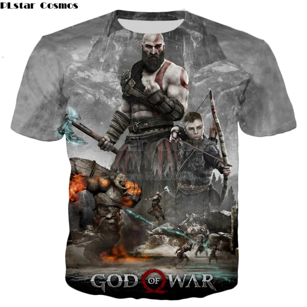 

PLstar Cosmos Drop shipping 2018 summer New T shirts games design 3d t-shirt God of War Print Men/Women casual Cool t shirt