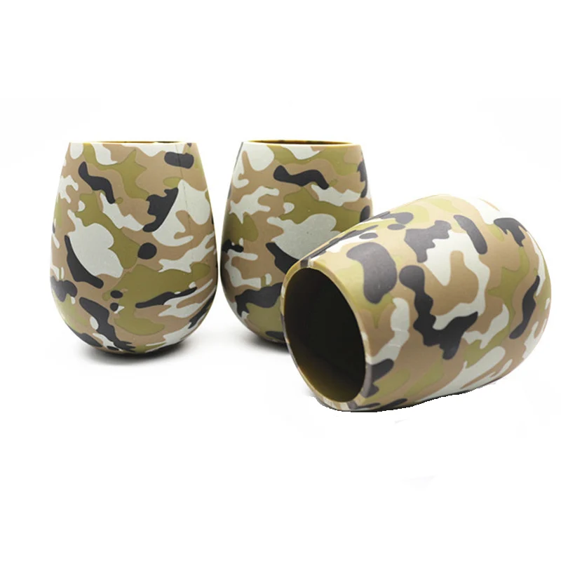 

1 Pcs Silicone Wine Glass Cup Colorful Stemless Unbreakable Wine Cup Food Grade Portable Camouflage Beer Glass Party Decoration