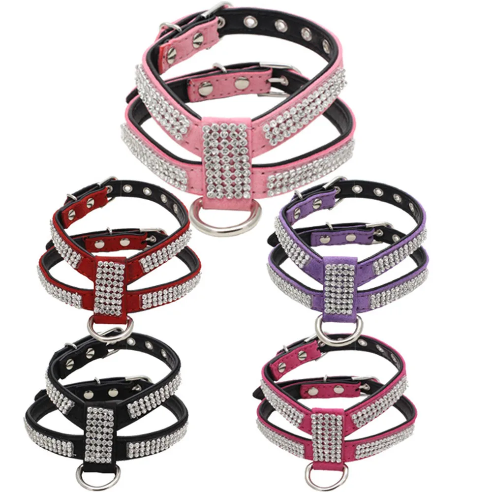 

Rhinestone+suede And High Quality Chest Straps Adjustable Personalized Safety Lead Leash Waterproof Suitable For Dogs Cats Tools