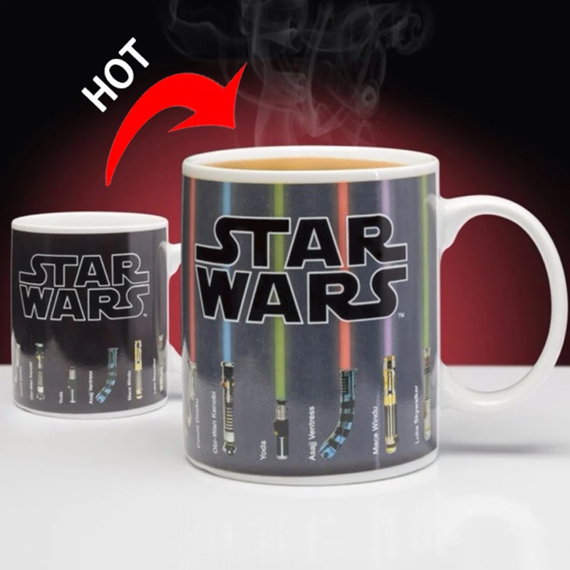 

300ml star war Lightsaber Heat Reveal colorful ceramic coffee mug for tea Porcelain creative travel Cup Color Changing mugs cup