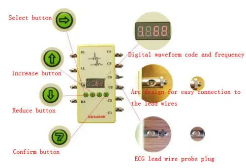 SKX-2000C ЭКГ симулятор ЭКГ сигнала симулятор генератор сигналов 10-200bpm + источника питания