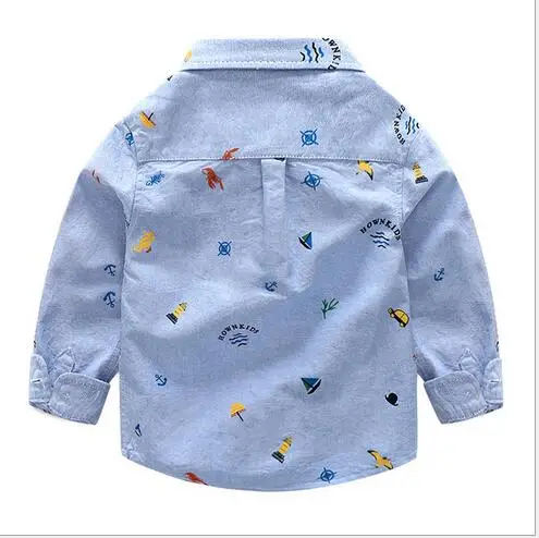 Розничная, г., Лидер продаж, базовая Детская рубашка модная рубашка хлопковая рубашка с длинными рукавами и принтом для маленьких мальчиков топы с длинными рукавами, Детская рубашка