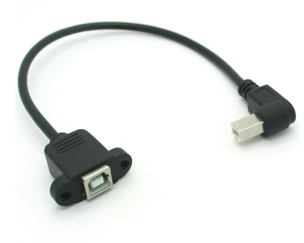 10pcs/lot Right Angle 30CM USB Type B male to USB B female Printer Panel Mount Extension Sync Cable Cord