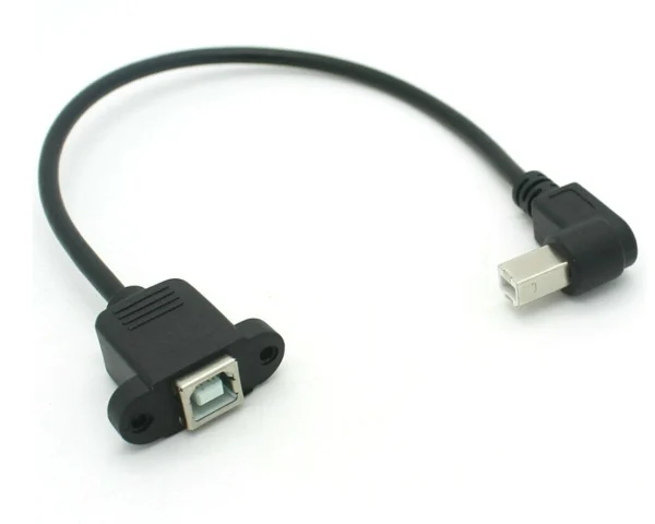 Aexit Right Angle Computer USB 2.0 Type B Male to Female Panel Mount Extension USB Cables Printer Cable 