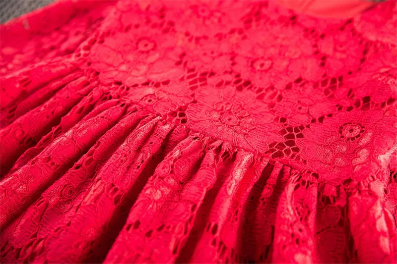 Красное Кружевное платье для девочек; Новинка г.; осенние кружевные Детские платья для девочек с длинными рукавами; детское платье принцессы; Одежда для девочек; платье