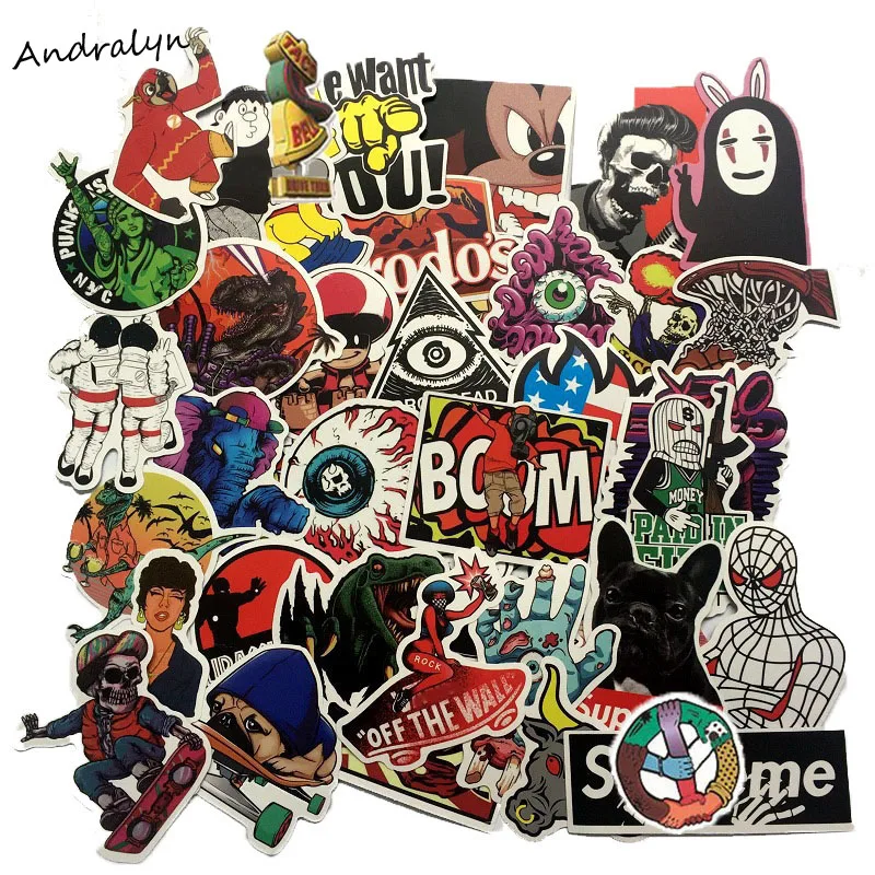 50 قطعة/المجموعة مختلطة للماء الرجعية الكرتون الكتابة على الجدران شعبية ملصقا لأجهزة الكمبيوتر المحمول دفتر لوح التزلج سيارة لعبة دراجة ناري...