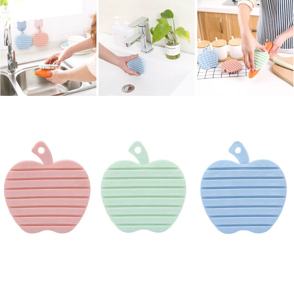 Limpieza multifunción Apple forma plástico lavado limpieza cepillo Mesktop Mat cocina accesorios limpio limpieza hogar