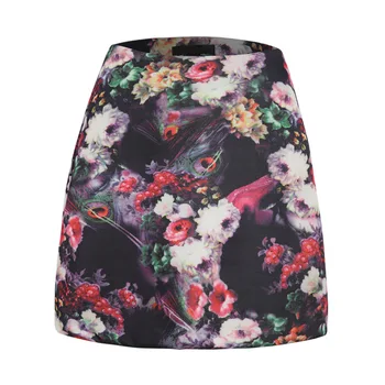 

spring autumn western style fashion slim print florals SML XL XXL woman Casual short skirt lady a-line skirt