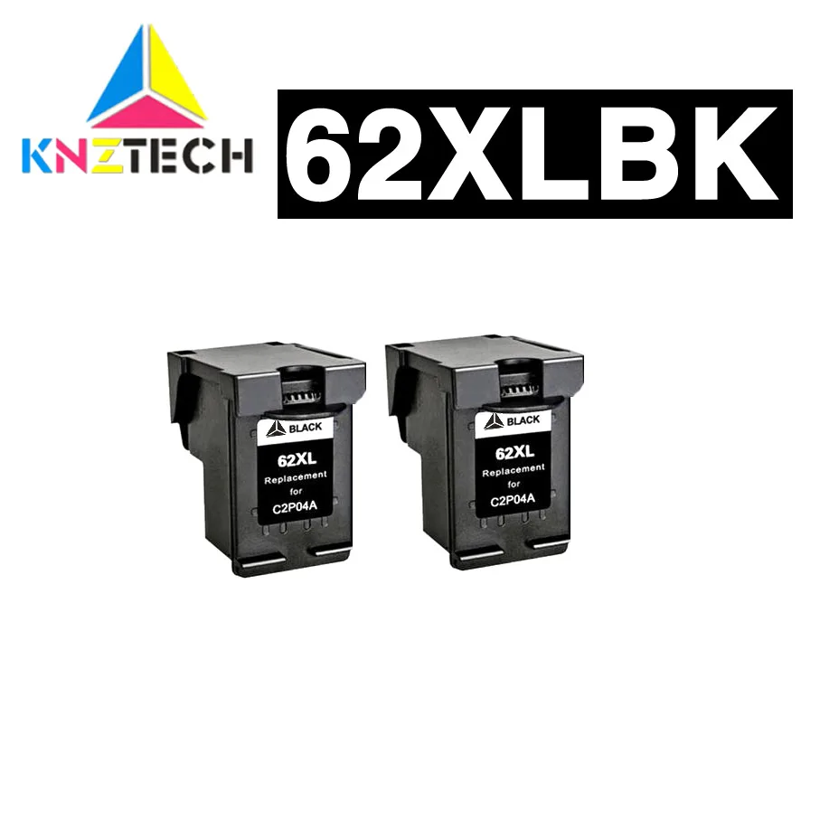2 шт. Картридж с черными чернилами для замены на 62 hp62 62xl Officejet 5740 5741 5742 5743 Envy 5640 5660 7640